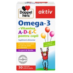 Omega 3 Vitamina A+D+E+C pentru copii, 30 capsule, DoppelHerz