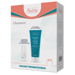 Pachet Avene Cleanance : Concentrat anti-imperfectiuni pentru ten cu tendinta acneica Comedomed, 30 ml + Gel de curatare pentru ten gras, 200 ml