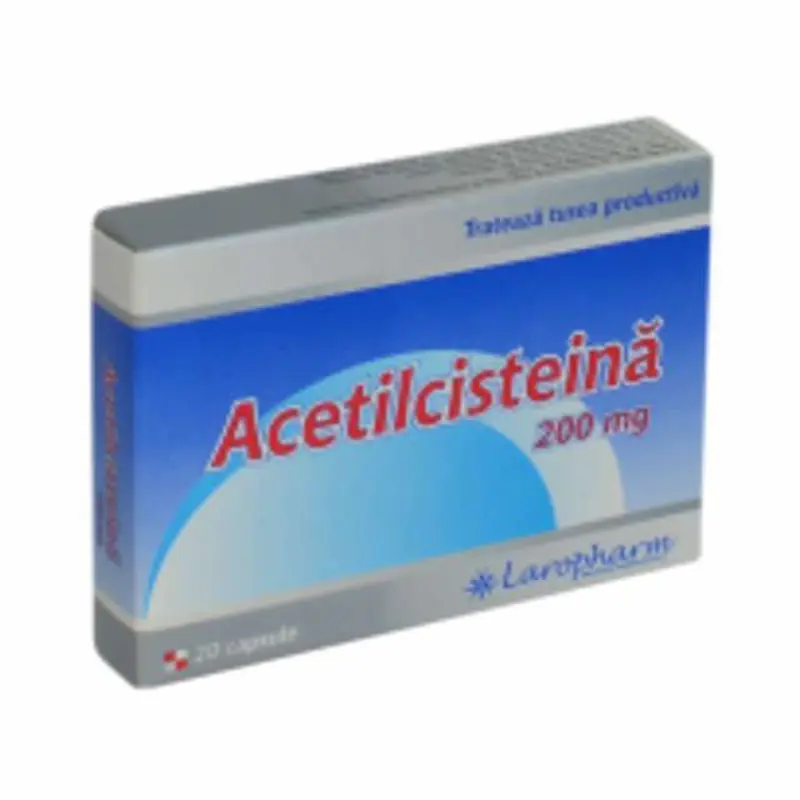 Acetilcisteină Laropharm 200 mg cutie cu 20 capsule mucolitice pentru secreții bronșice