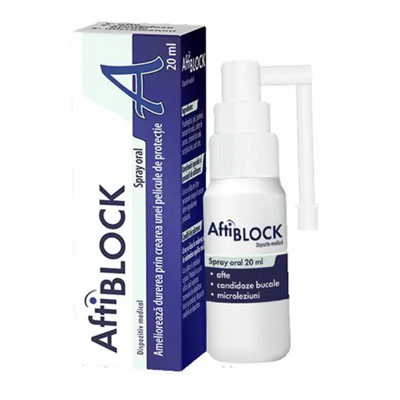 AftiBlock Spray Oral Zdrovit 20 ml pentru protecția mucoasei bucale iritate