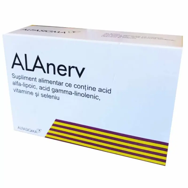 ALAnerv 20 capsule cu acid alfa-lipoic vitamine B vitamina E și seleniu pentru sistemul nervos