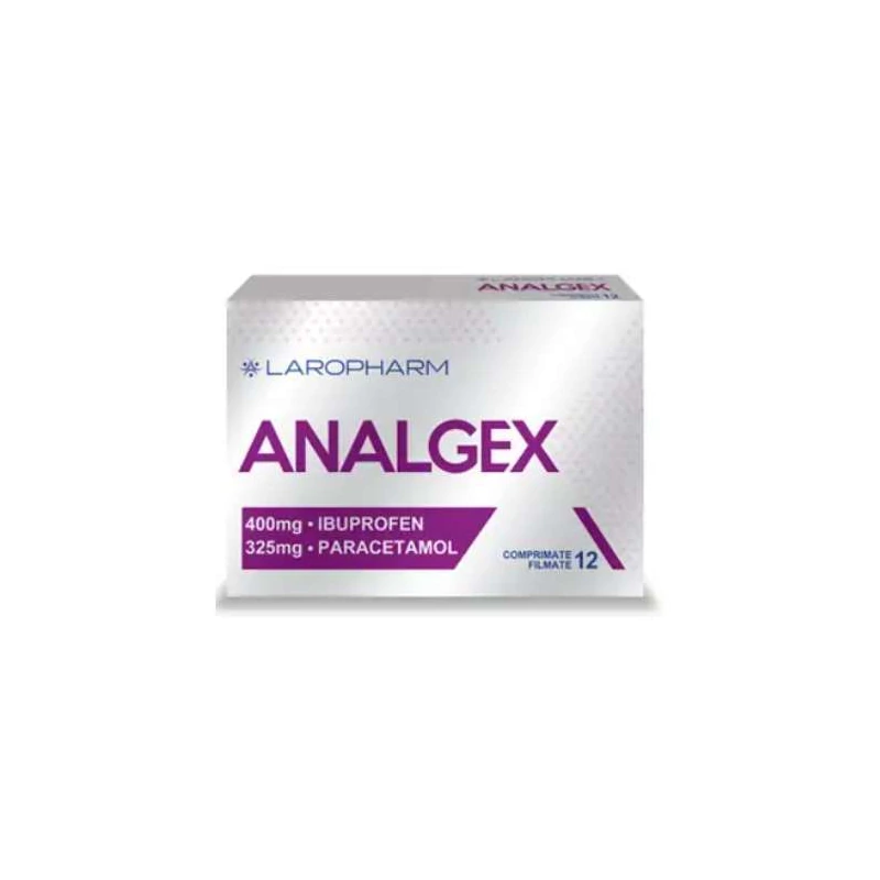Analgex 400 mg/325 mg, ibuprofen și paracetamol, 12 comprimate filmate