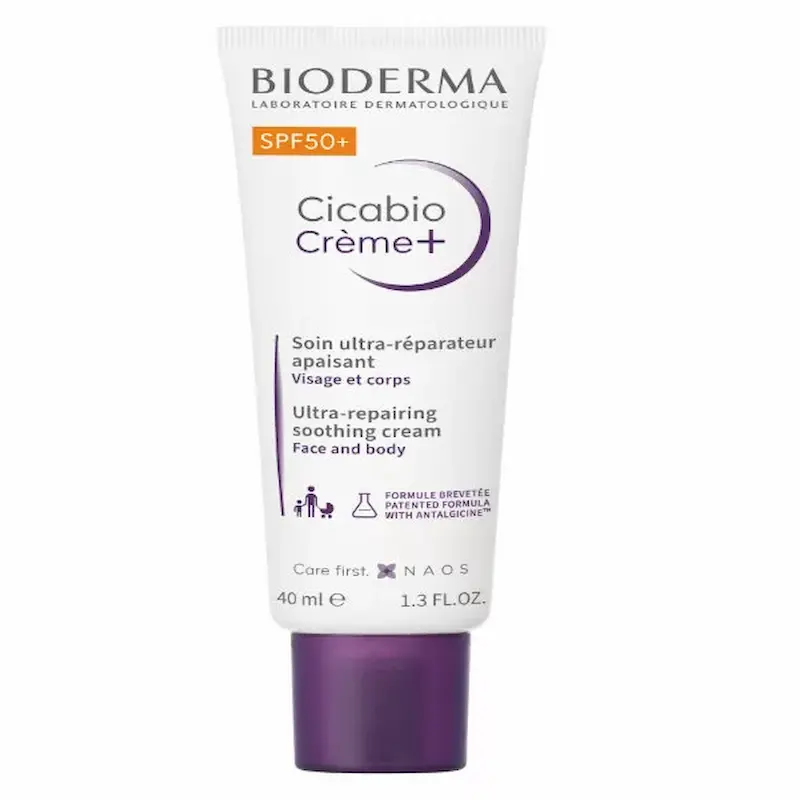 Bioderma Cicabio Cremă+ SPF 50+ 40 ml pentru piele fragilizată, reparare cutanată și protecție împotriva hiperpigmentării