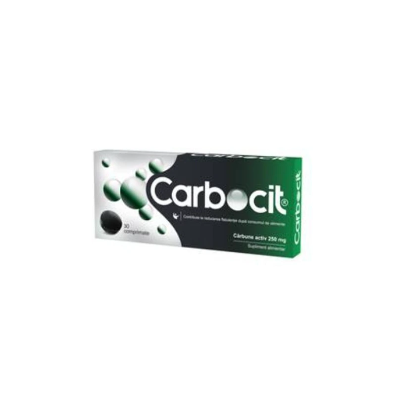 Carbocit cărbune activ 250 mg, 30 comprimate, Biofarm