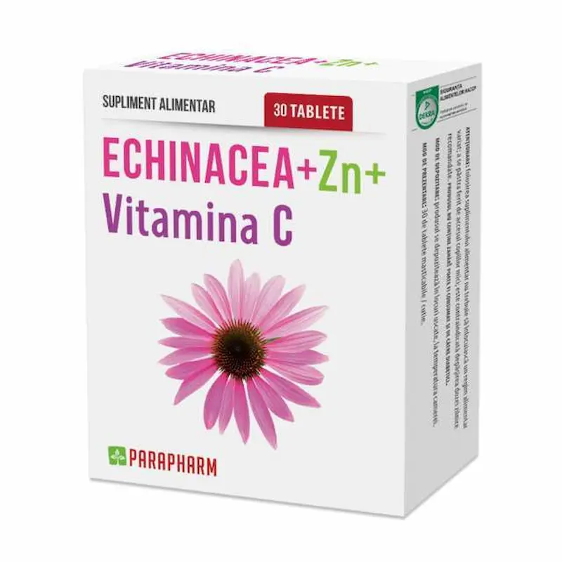 Echinacea + Zinc + Vitamina C Parapharm 30 tablete pentru susținerea sistemului imunitar