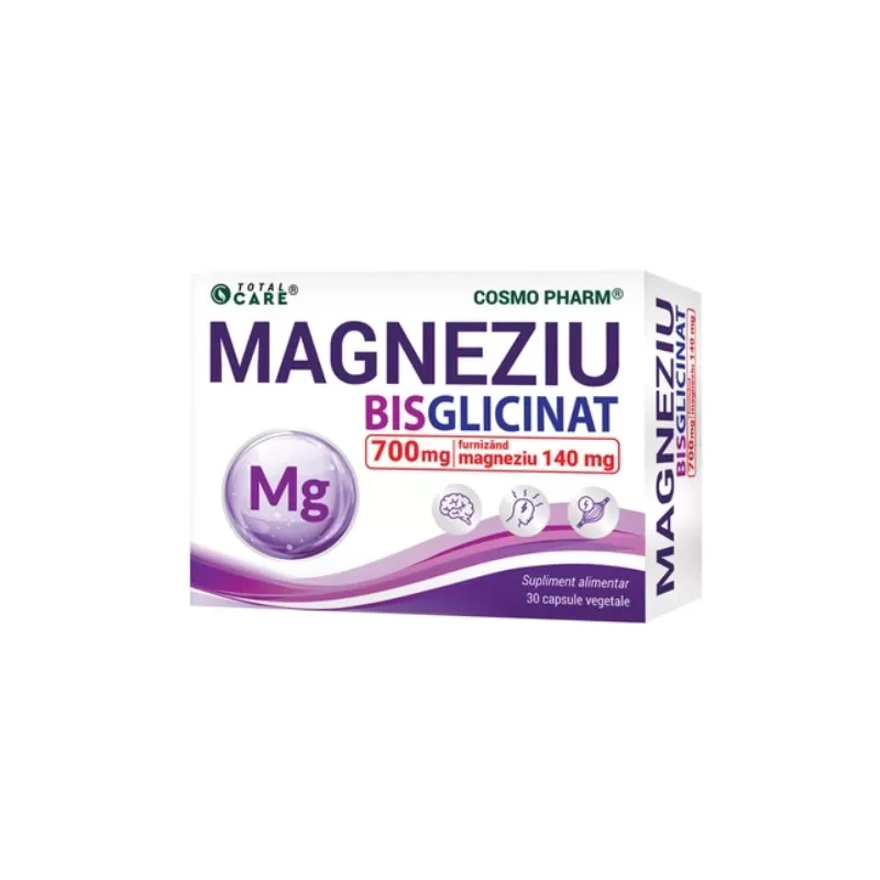 Magneziu Bisglicinat 700 mg, 140 mg magneziu, 30 capsule, Cosmo Pharm