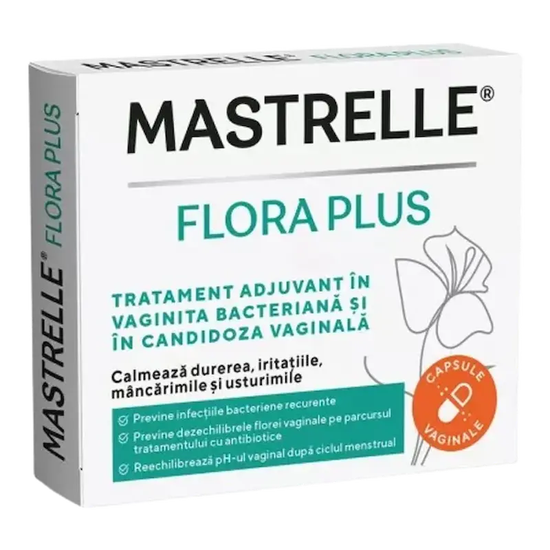 Mastrelle Flora Plus Fiterman, cutie cu 10 capsule vaginale pentru echilibrarea florei și pH-ului vaginal