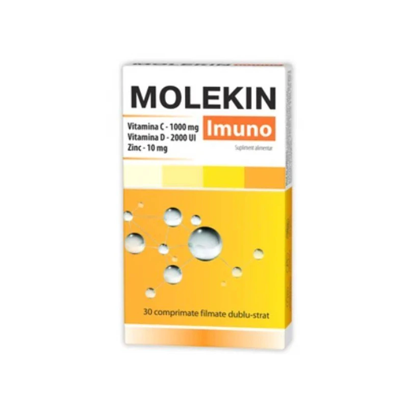 Molekin Imuno, vitamina C 1000 mg, D3 2000 UI și zinc, 30 comprimate