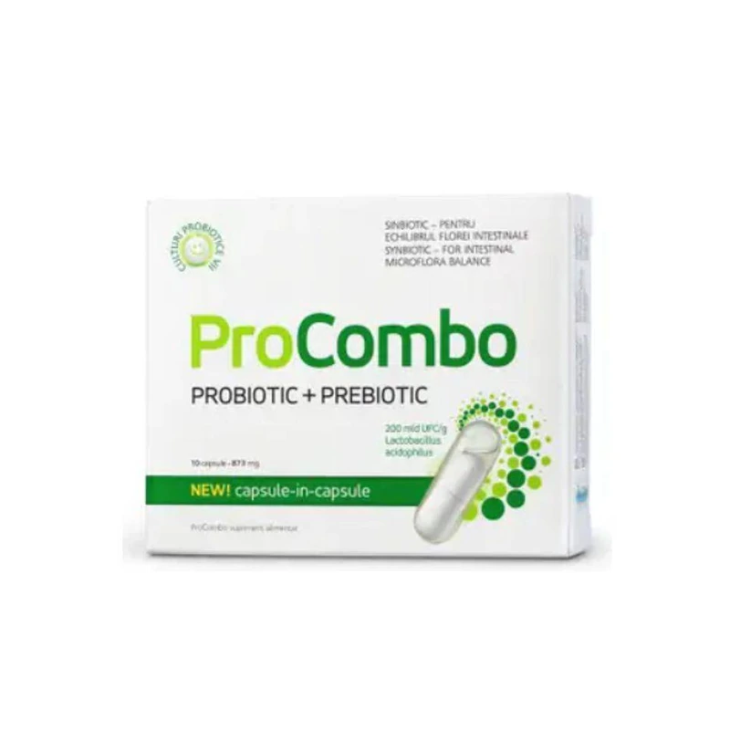 ProCombo probiotic și prebiotic, 15 miliarde UFC, 10 capsule