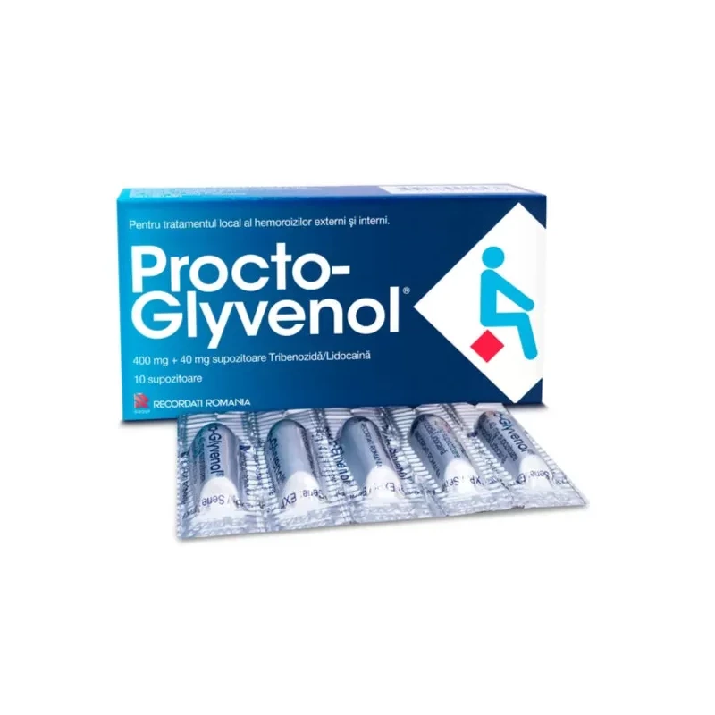 Procto-Glyvenol 400 mg + 40 mg, 10 supozitoare
