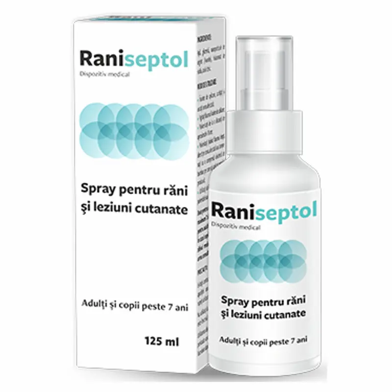 Raniseptol Spray 125 ml pentru îngrijirea rănilor și leziunilor cutanate superficiale