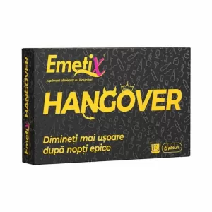 Emetix Hangover Fiterman 8 plicuri cu guarana, ghimbir, vitamina C și vitamine B pentru disconfort digestiv și oboseală