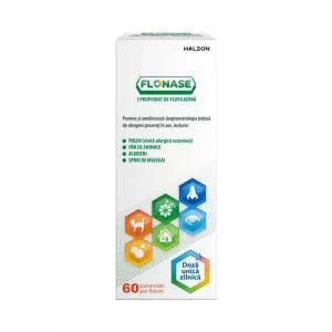 Flonase spray nazal 50 micrograme/doză, 60 pulverizări, pentru rinită alergică și congestie nazală