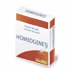 Homeogene 9 Boiron 60 comprimate homeopatice pentru dureri faringiene, laringită și răgușeală
