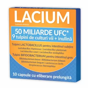 Lacium 50 Miliarde UFC 10 capsule cu 9 tulpini de culturi vii și inulină