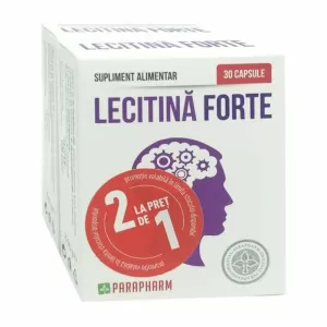 Lecitină Forte Parapharm 1500 mg pachet 1+1 cu 30 capsule moi pentru memorie, concentrare și funcția ficatului