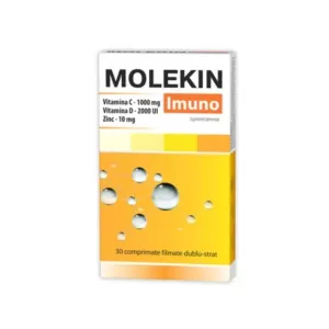 Molekin Imuno, vitamina C 1000 mg, D3 2000 UI și zinc, 30 comprimate