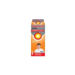 Nurofen Junior 40 mg/ml, căpșuni, 6–12 ani, 100 ml