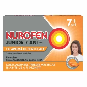 Nurofen Junior 7 Ani+ Orange 100 mg 12 Capsule Moi Masticabile