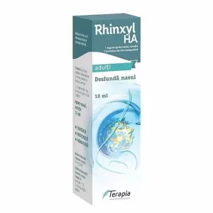 Rhinxyl HA Terapia spray nazal 10 ml cu xilometazolină și acid hialuronic pentru congestie nazală la adulți