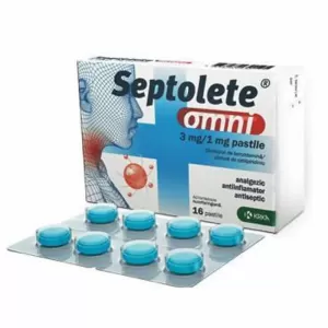 Septolete Omni Krka 16 pastile pentru inflamații faringiene, bucale și gingivale
