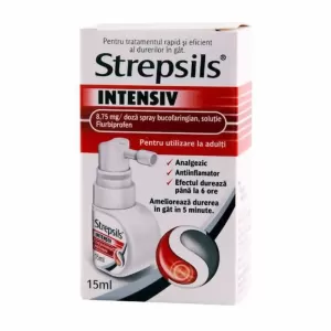 Strepsils Intensiv Reckitt Benckiser spray bucofaringian 15 ml cu flurbiprofen pentru dureri în gât