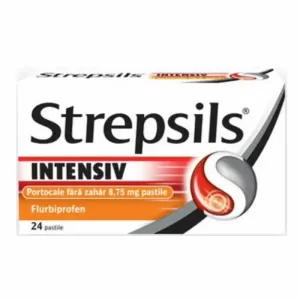 Strepsils Intensiv Portocale Fără Zahăr 24 pastile Reckitt Benckiser