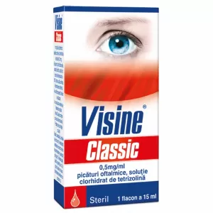 Visine Classic Picături Oftalmologice 15 ml pentru roșeață și iritații oculare