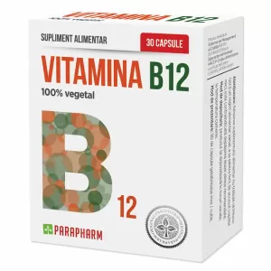 Vitamina B12 Parapharm 400 µg, cutie cu 30 capsule vegetale pentru energie și sistem nervos