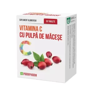 Vitamina C 180 mg cu pulpă de măceșe, 30 tablete, Parapharm