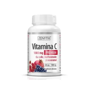 Vitamina C Premium 1000 mg cu rodie, 60 capsule, Zenyth