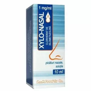 Xylo-Nasal 1 mg/ml Picături Nazale 10 ml pentru nas înfundat rinită alergică și sinuzită