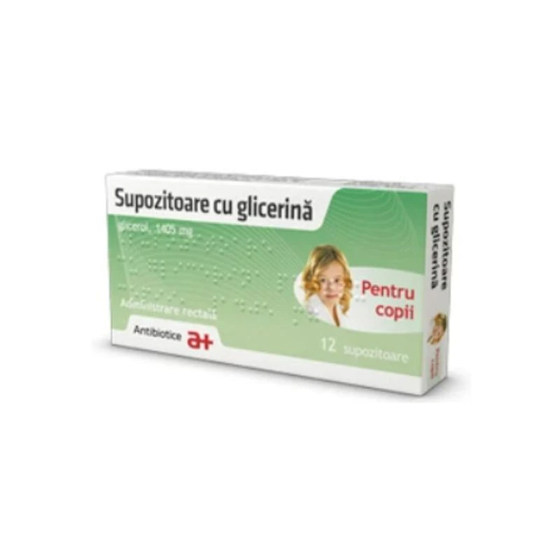 Supozitoare cu glicerină pentru copii 1405 mg, 12 bucăți, Antibiotice