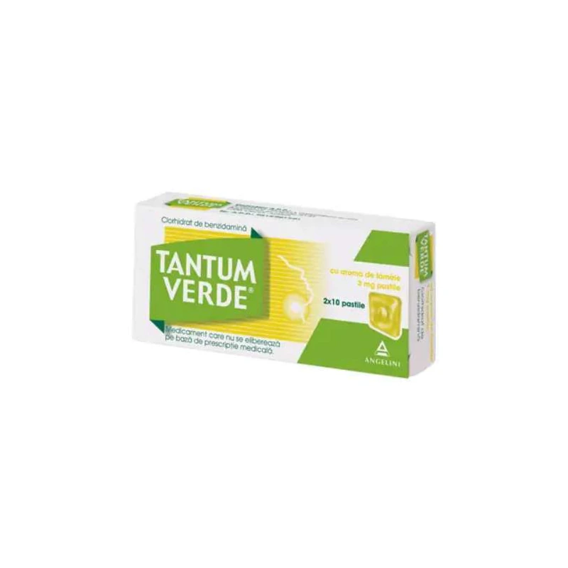 Tantum Verde lămâie 3 mg, 20 pastile de supt