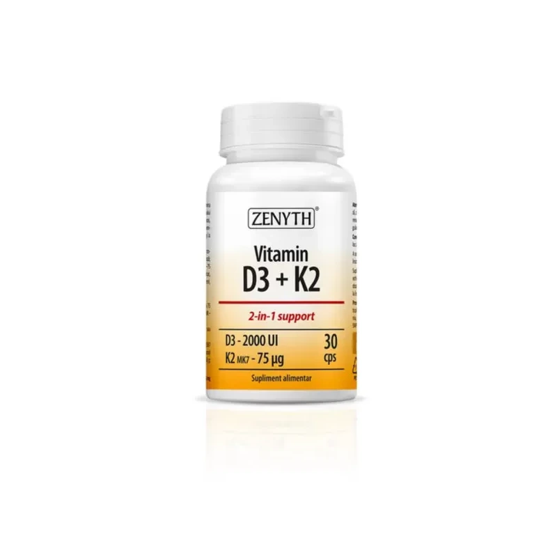 Vitamina D3 2000 UI + K2-MK7 75 mcg, 30 capsule, Zenyth