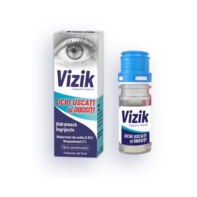 Vizik pentru ochi uscați și obosiți, dexpantenol 2% și hialuronat de sodiu 0,15%, 10 ml