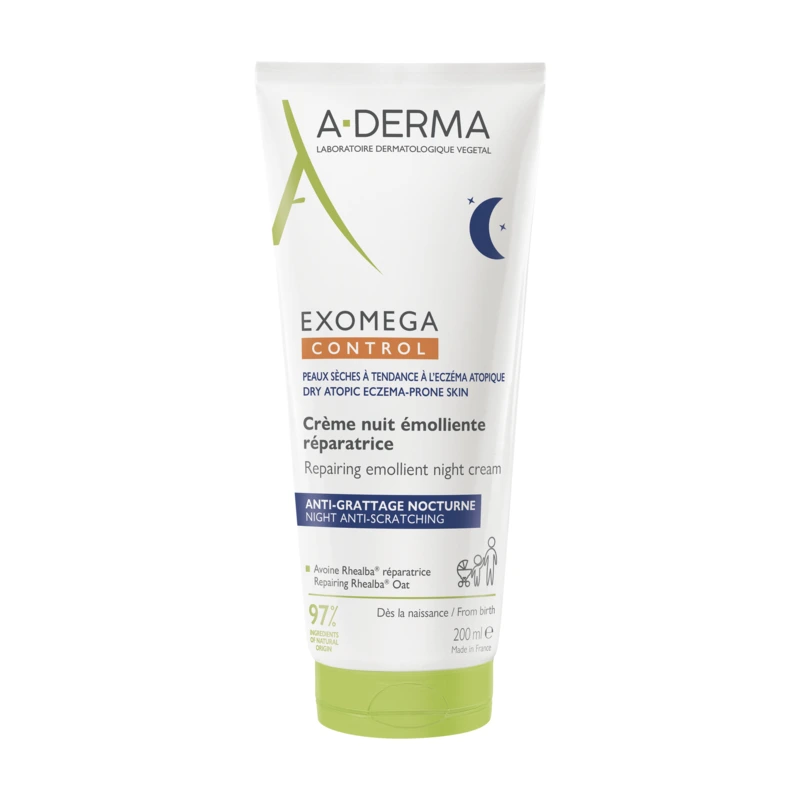 A-Derma Exomega Control, cremă emolientă de noapte, 200 ml
